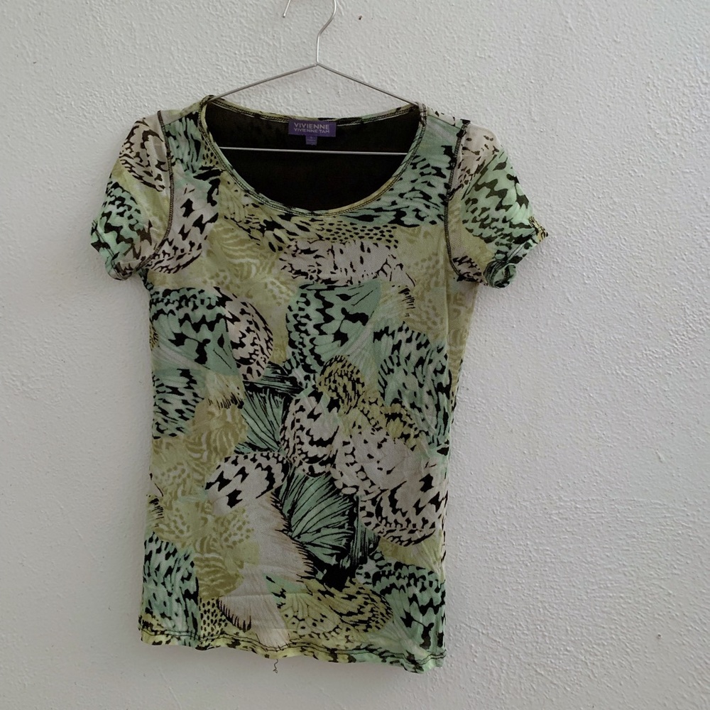 Vivienne Tam butterfly print mesh top